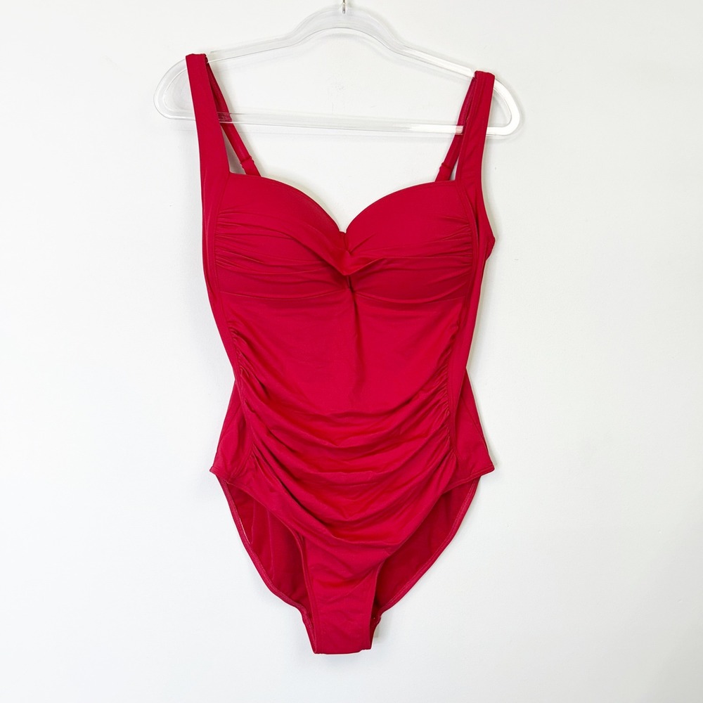 NEW Sea Level Australia Twist Front Multifit One Piece Swimsuit Womens 12 US Red - Picture 2 of 9